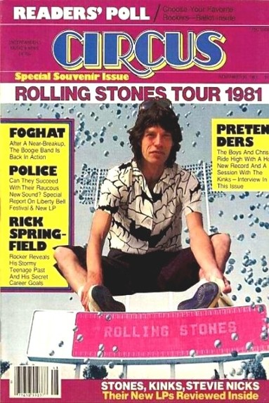 The ROLLING STONES 1981 Tour Classic CIRCUS magazine cover image. GERALDROTHBERG.COM Gerald Rothberg founder editor-publisher CIRCUS magazine. Est !966