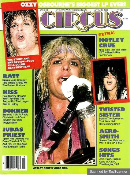 Motley Crue Vince Neil cover image Circus magazine authorized official website by Gerald Rothberg founder editor publisher
