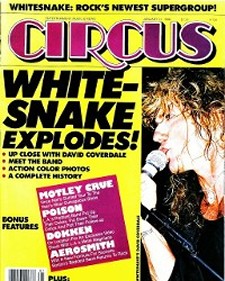 David Coverdale Whitesnake vintage Circus Magazine cover image. Circus magazine is the legendary rock music publication, founded 1966 by Gerald Rothberg, editor-publisher 